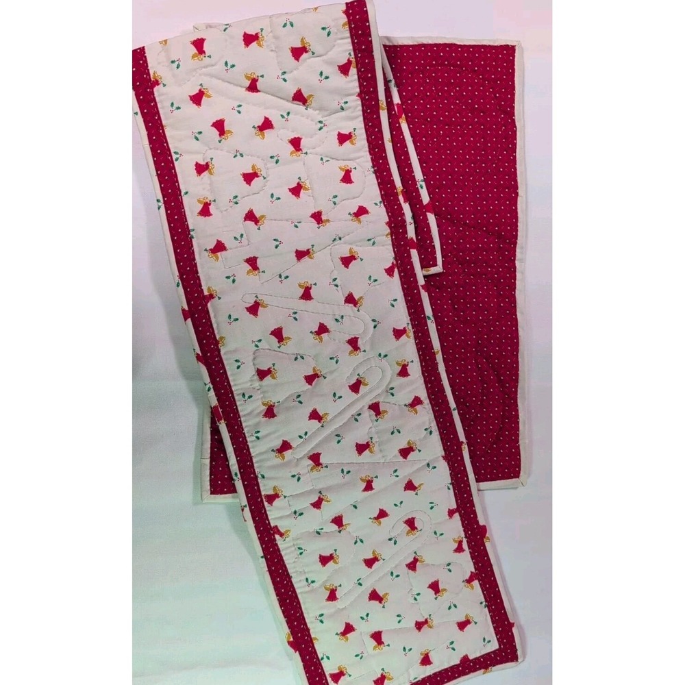 Vintage Christmas Handmade‎ Quilt Angel Motif Table Runner And Centerpiece Pads